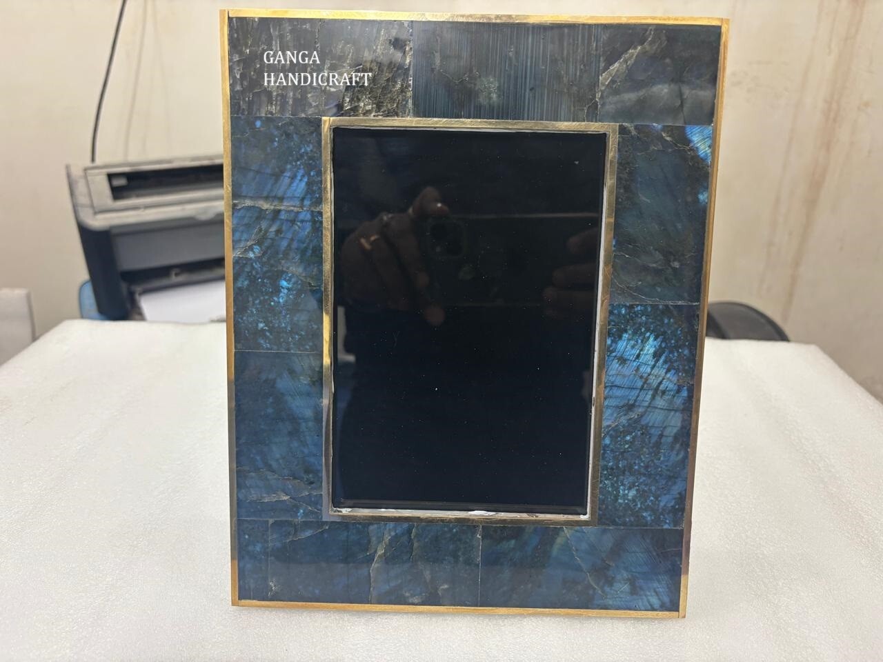 Glowing Labradorite Stone Picture Frame, Photo Size 5