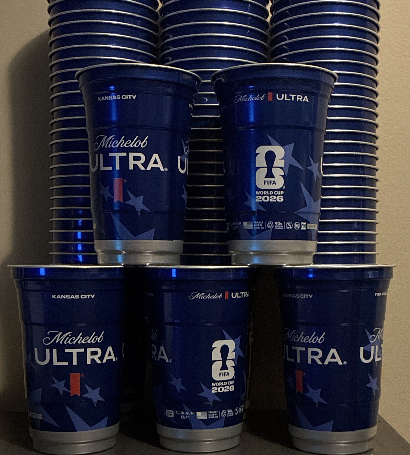 Michelob Ultra Official World Cup 2026 Kansas City Aluminum Cups (5 Cups)