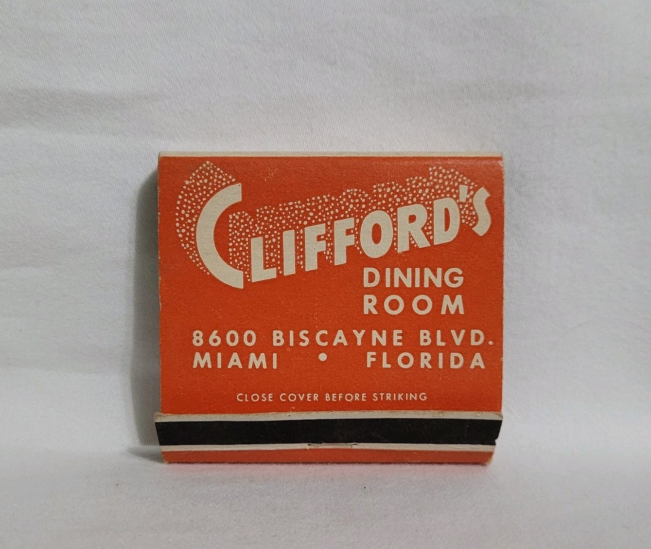 Vintage Clifford's Dining Room Restaurant Matchbook Miami FL Advertising Full
