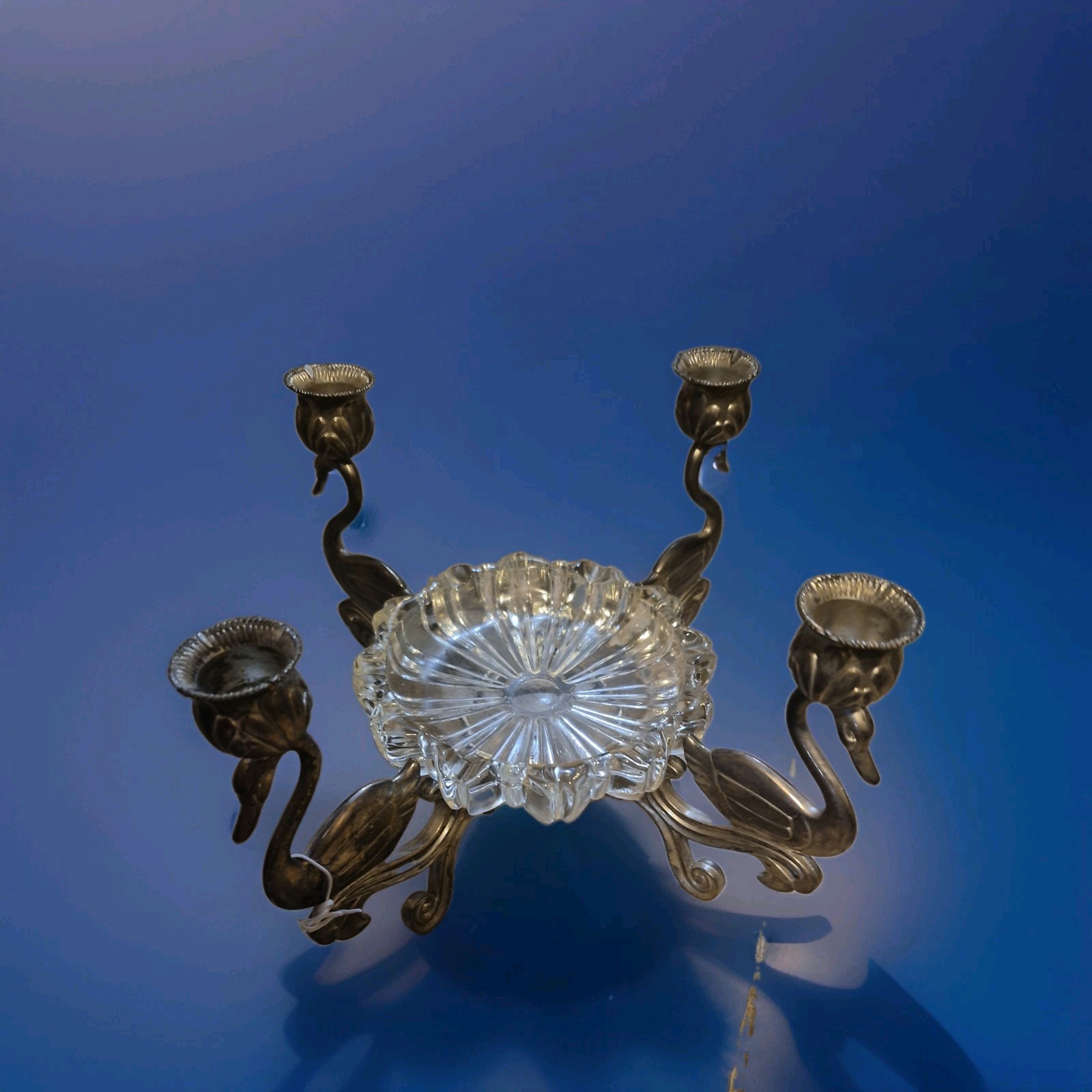Vtg Silver Swan Candleabra By Godinger 4 Arms Centerpiece Elegant Romantic Royal