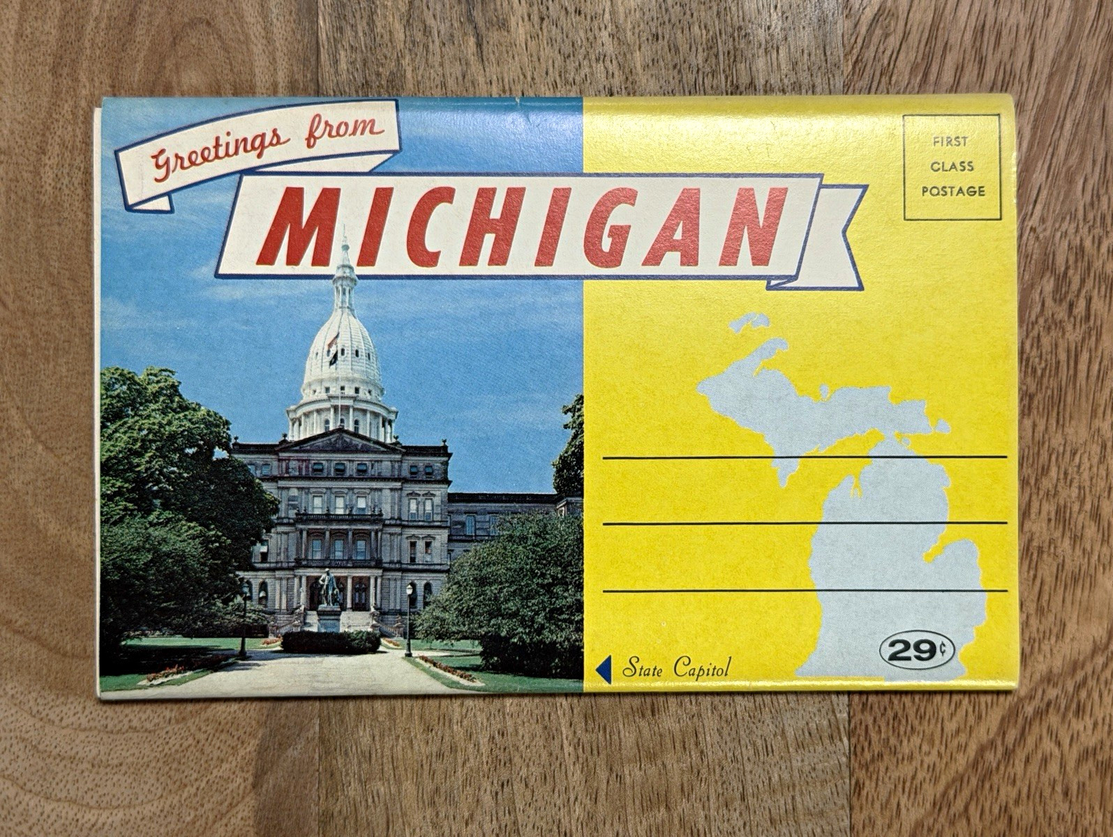 Greetings From Michigan Souvenir Postcard Booklet Multi-View Fold-Out Set