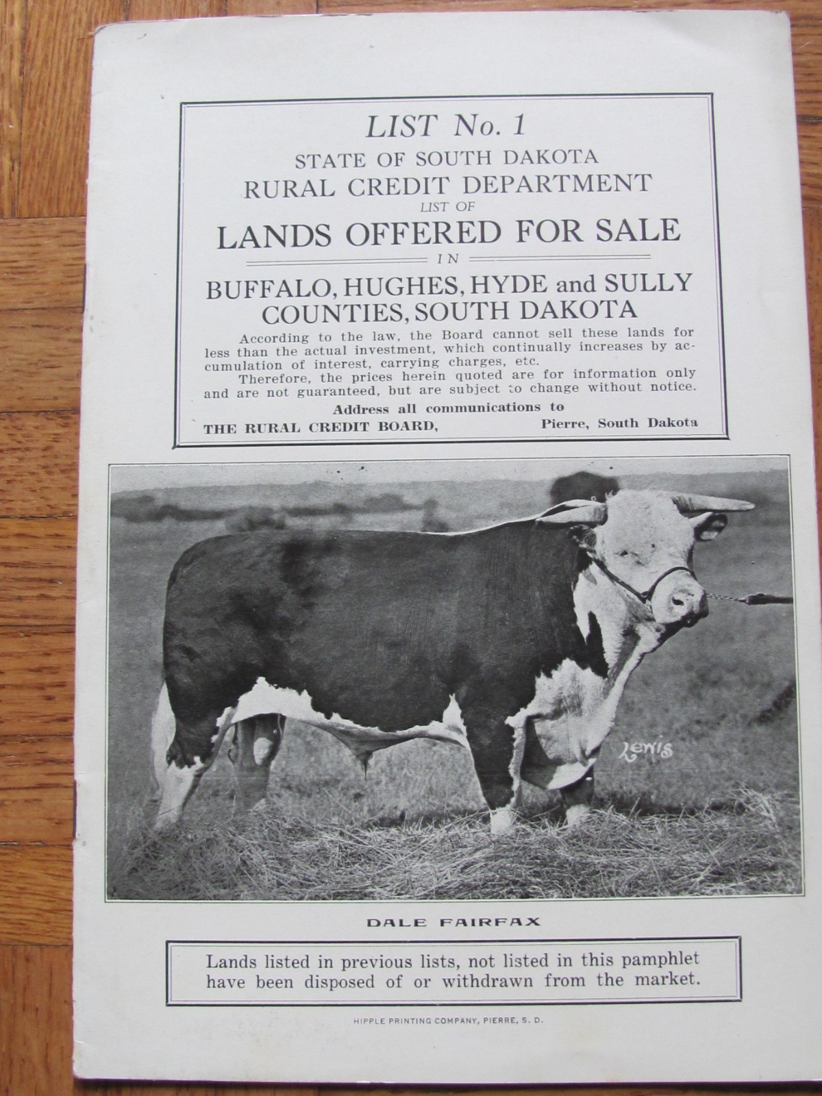 1927 CATALOG BOOKLET SOUTH DAKOTA FARMLAND SALE BUFFALO HUGHES HYDE SULLY COUNTY