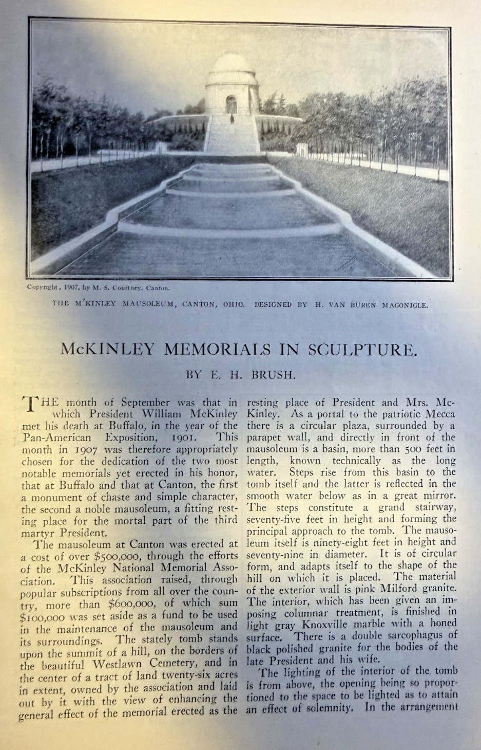 1907 Memorials To President William McKinley illustrated