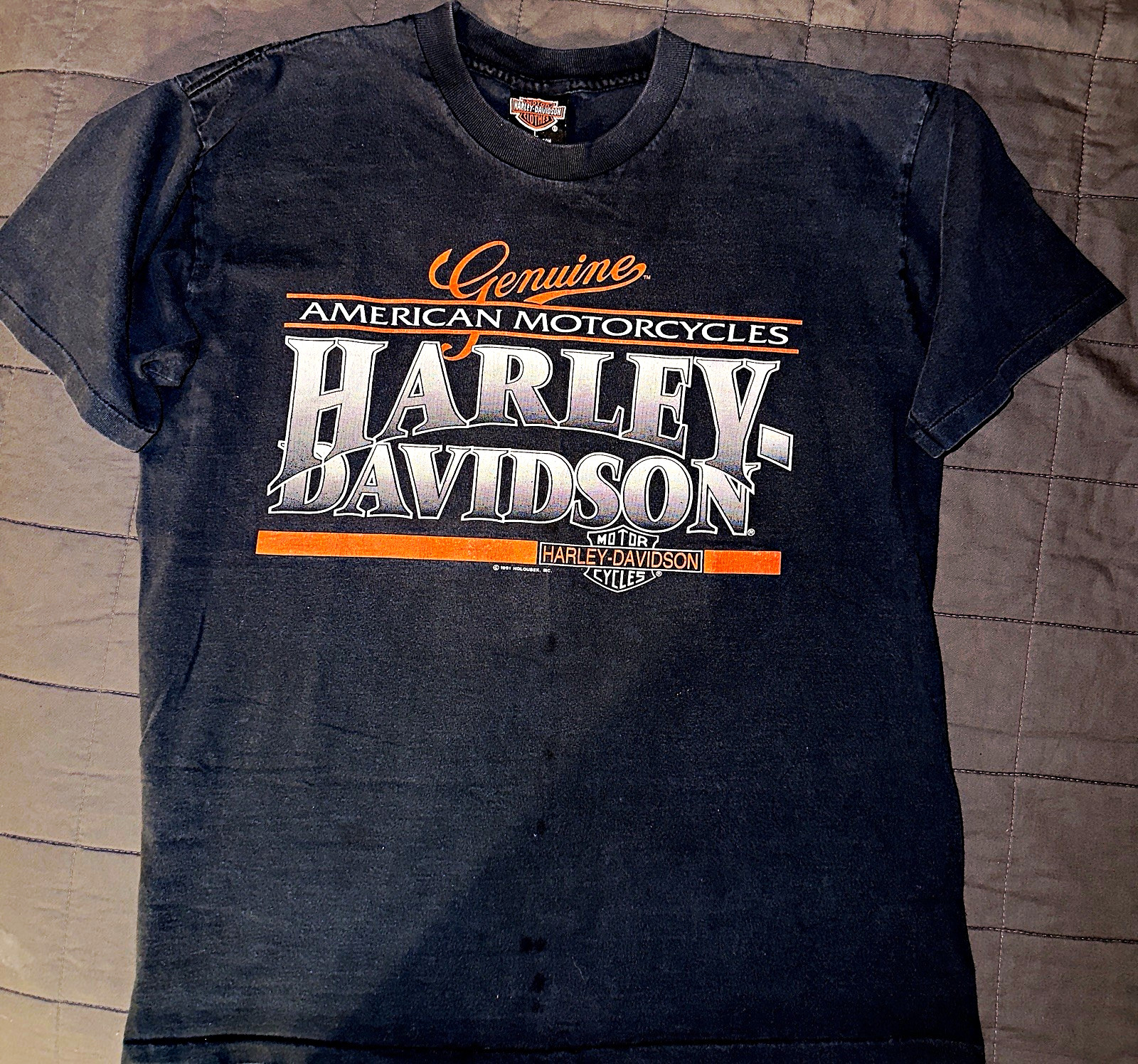 Vintage 1991 Harley Davidson T Shirt L Single Stitch Germany Holoubek USA