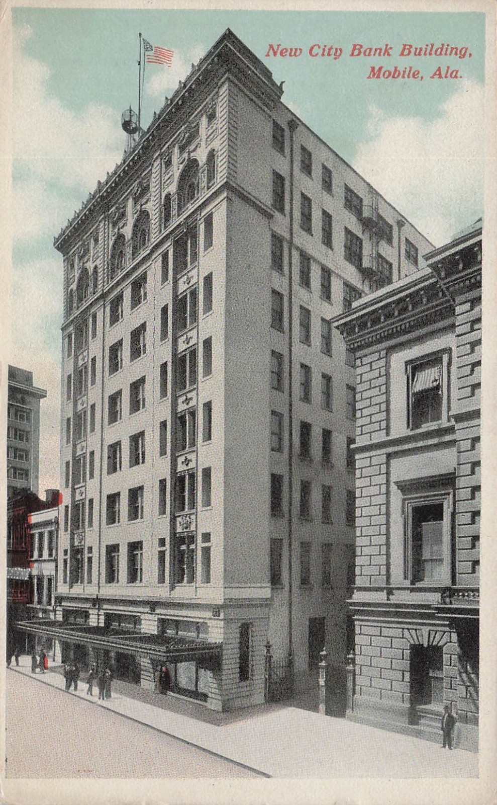 Mobile AL Alabama New City Bank Building Downtown Architecture Vtg Postcard 4A