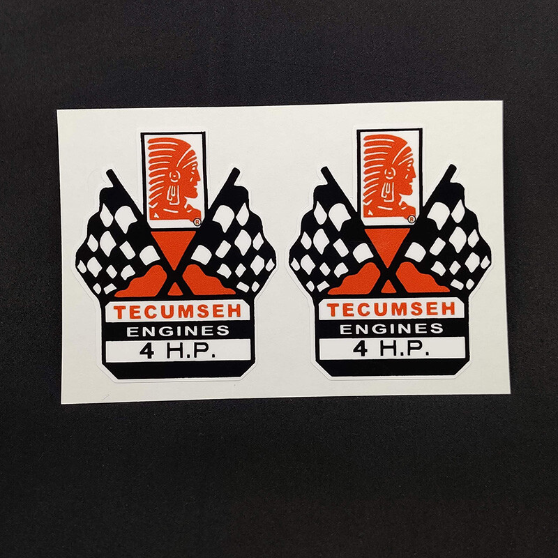 TECUMSEH ENGINE 4 HP DECALS, Vinyl STICKERS for Mini Bike, Go Kart, Mower