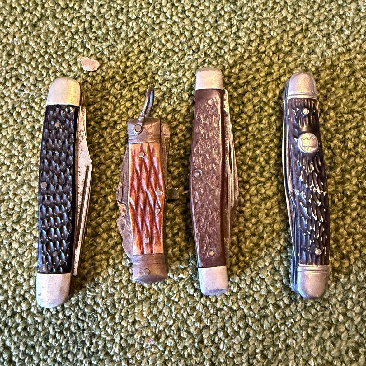 Vintage Pocket Knife Lot of 4 - 1940s-50s Camillus, Utica Kutmaster, Imperial