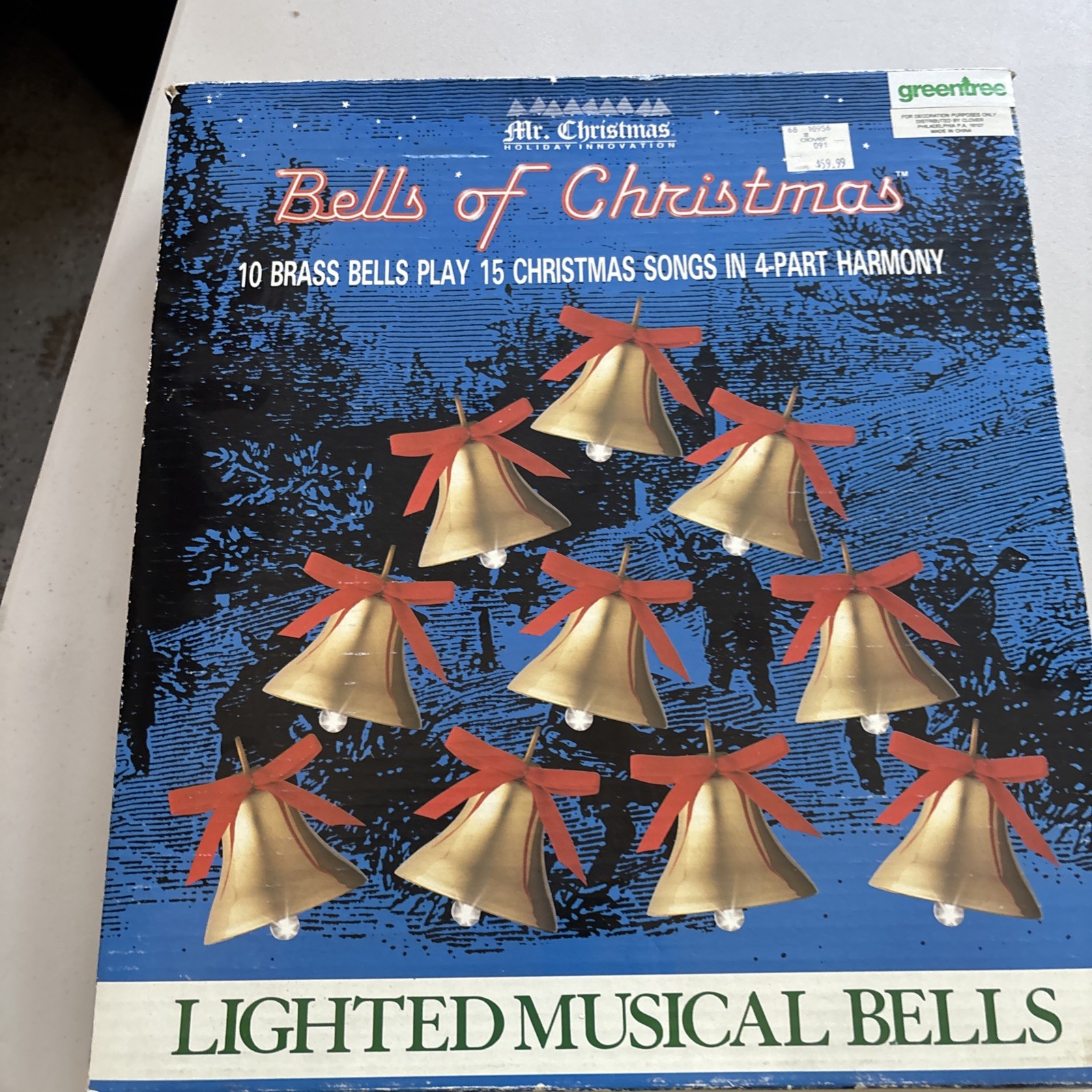 VTG 1990s Mr. Christmas Bells Of Christmas Lighted Musical Bells Plays 15 Carols