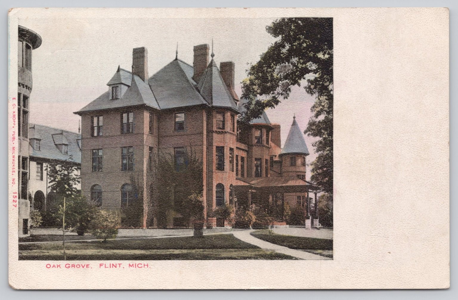 Oak Grove Flint Michigan E. C. Kropp Postcard Victorian Architecture Early 1900s
