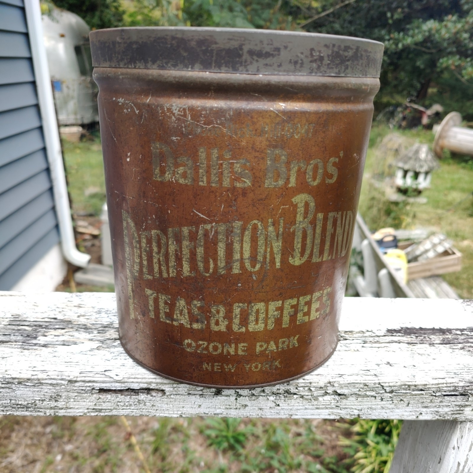 Rare Vintage Dallis Bros 5 lb Teas & Coffee Can/Tin Ozone Park New York