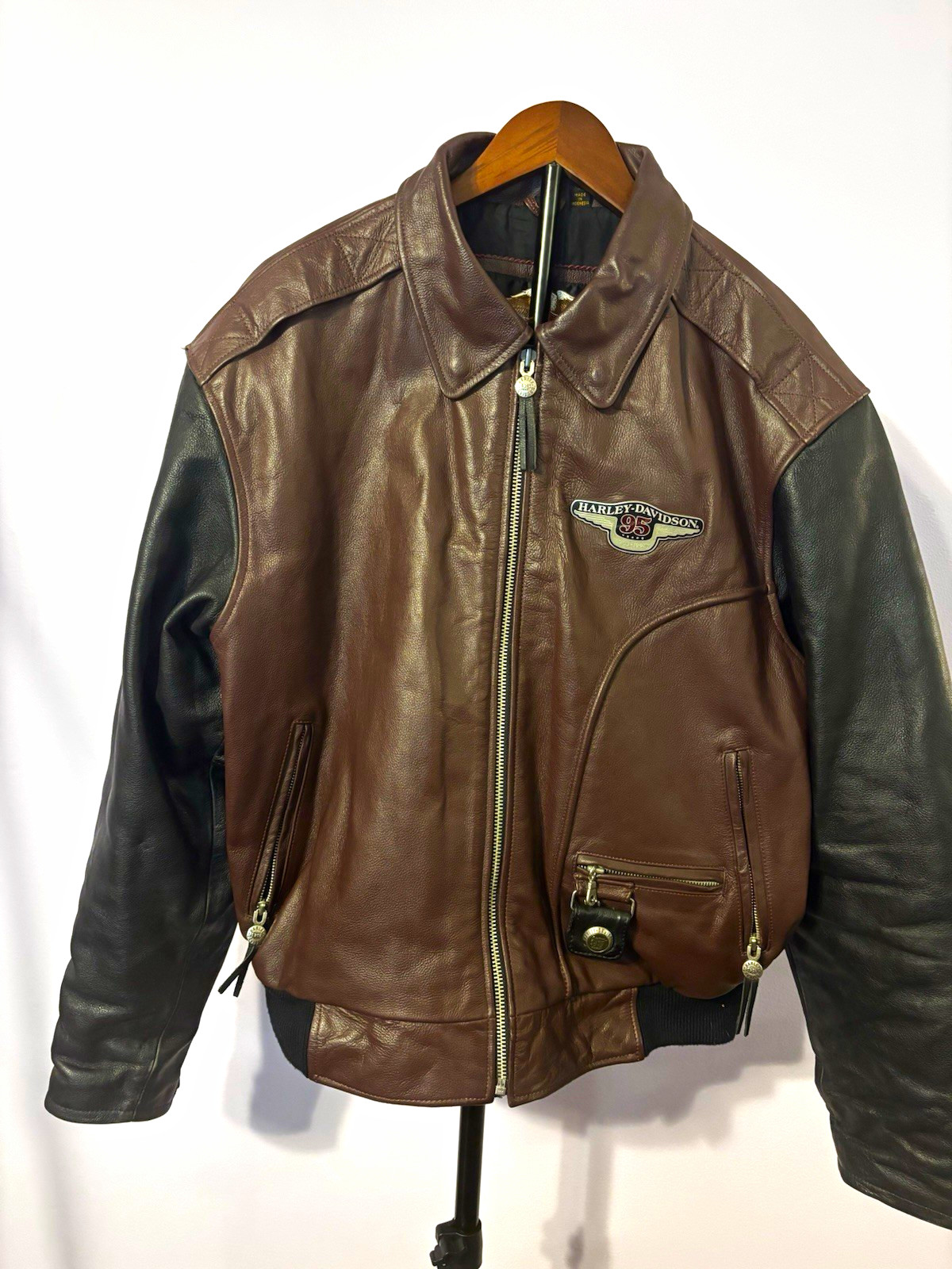 Vintage 1998 Harley-Davidson 95th Anniversary Leather Bomber Jacket - Men\'s L