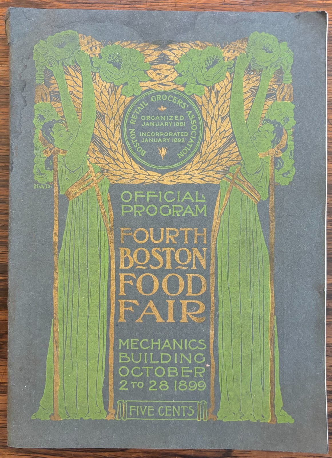 RARE 1899 BOSTON FOOD FAIR CATALOG MUSIC PROGRAM GASTRONOMY COOKING EXHIBITION