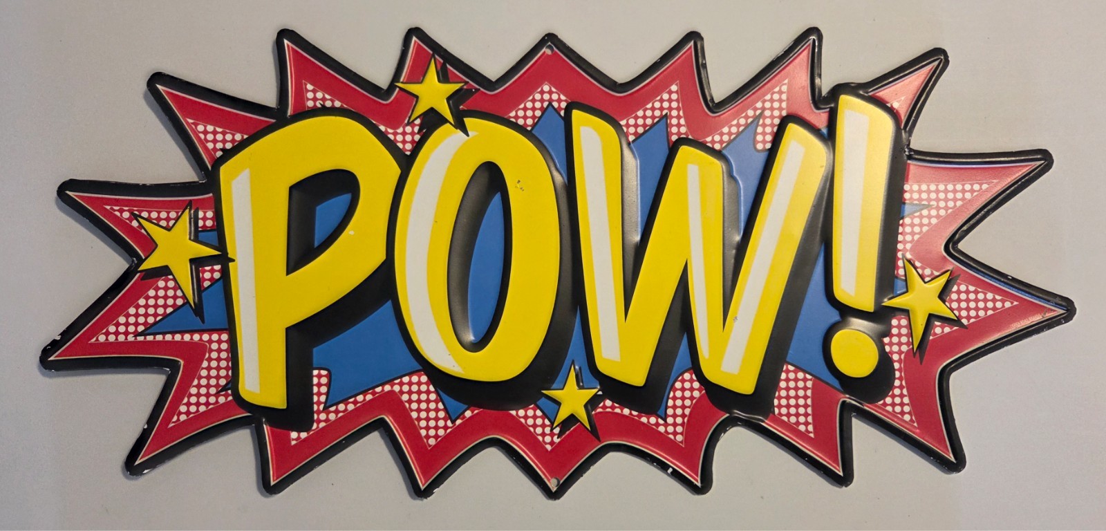 Vintage metal sign  POW  60's T.V Batman vibes
