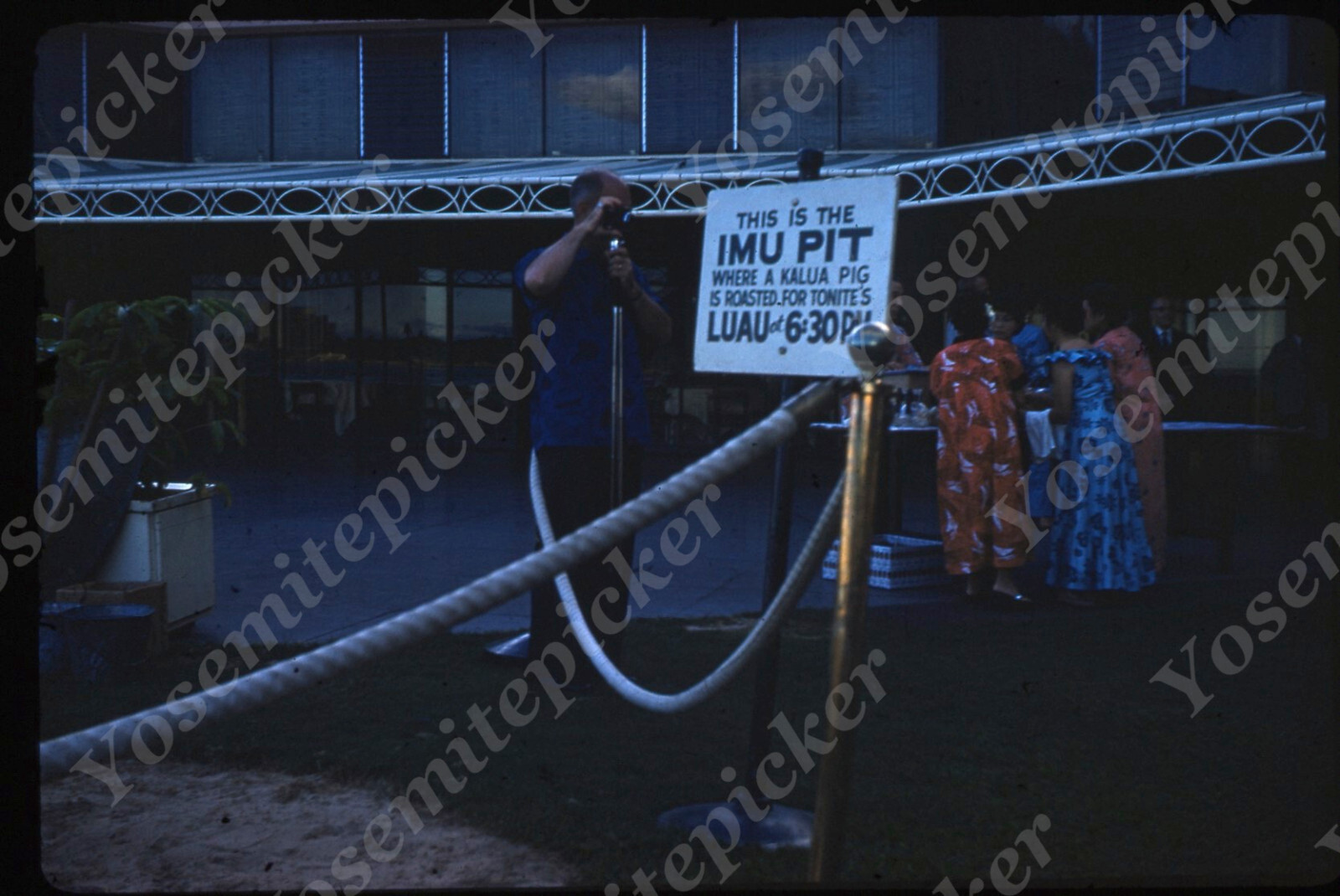 sl75 Original slide 1961  Hawaii luau at Royal Hawaiian resort hotel 738a