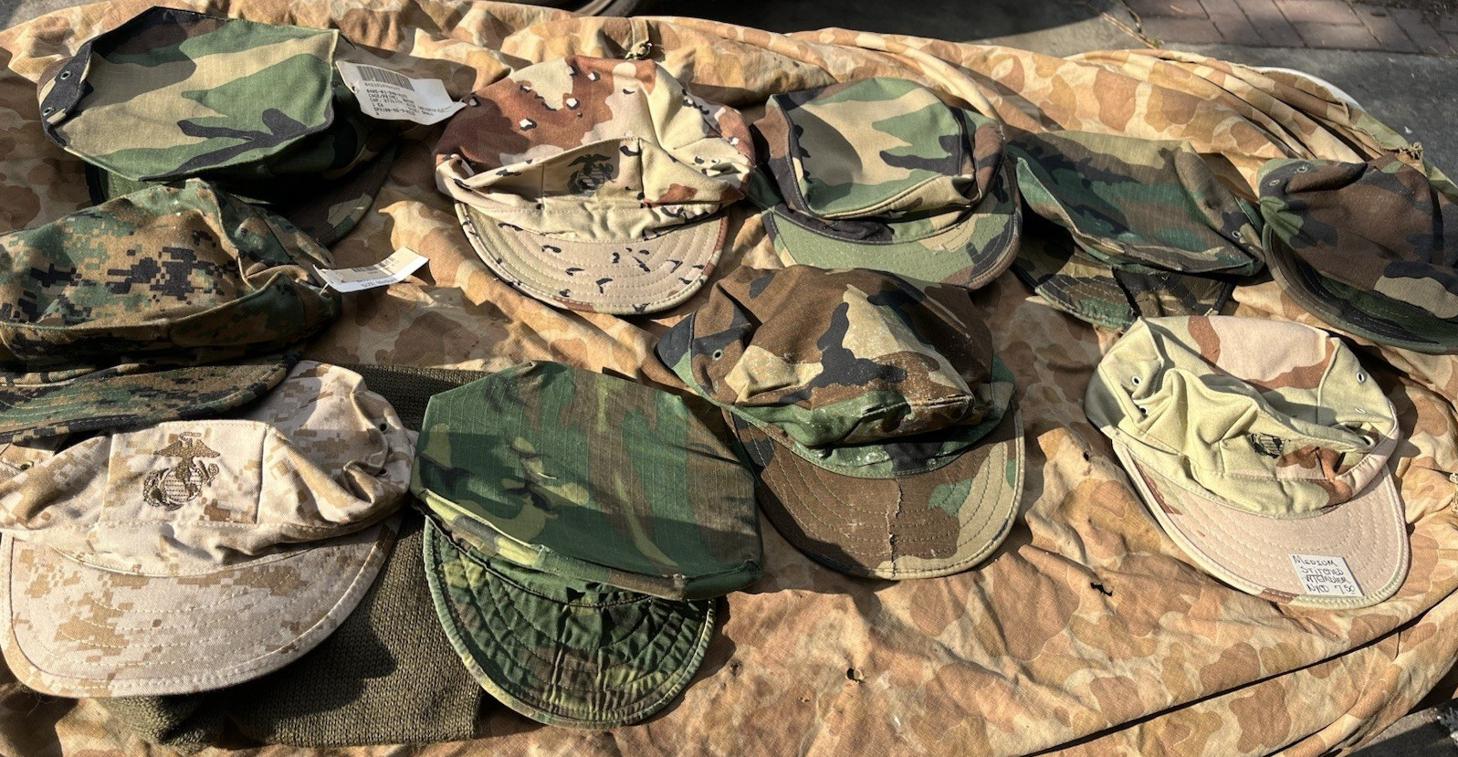 Vintage USMC Marine Corps Hat & Cap Lot Of 11 Includes 10 caps 1 wool scarf