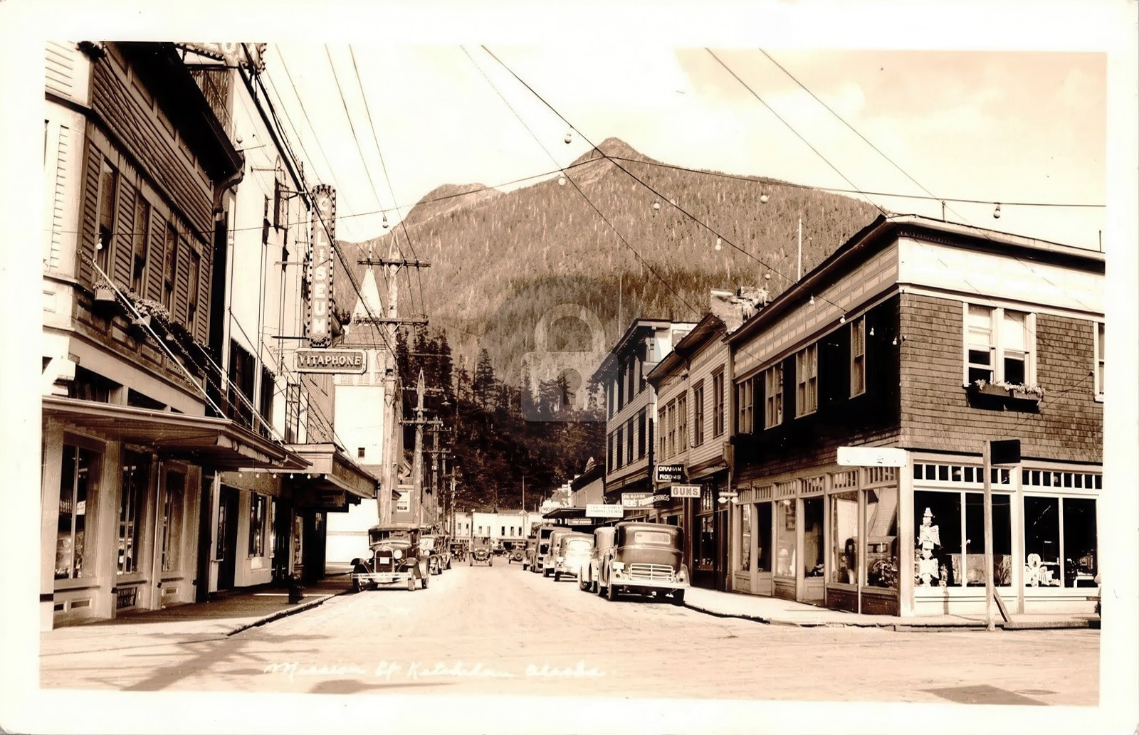 Ketchikan AK Alaska Street View, Thetare RPPC Photo Postcard COPY