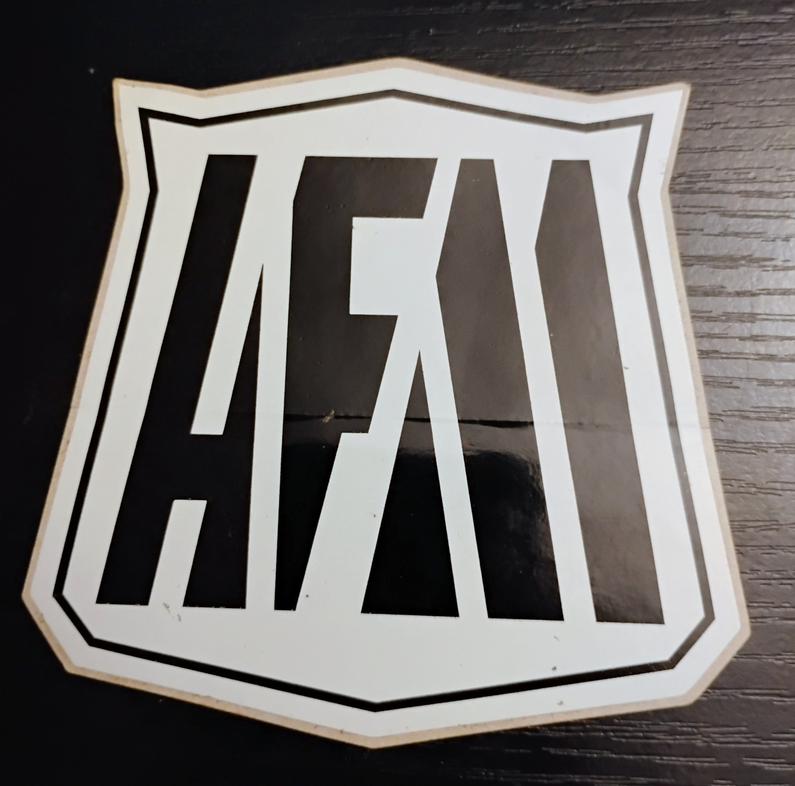 Vintage American Federation of Motorcyclists Decal White on Black 4x4x3.5 inches