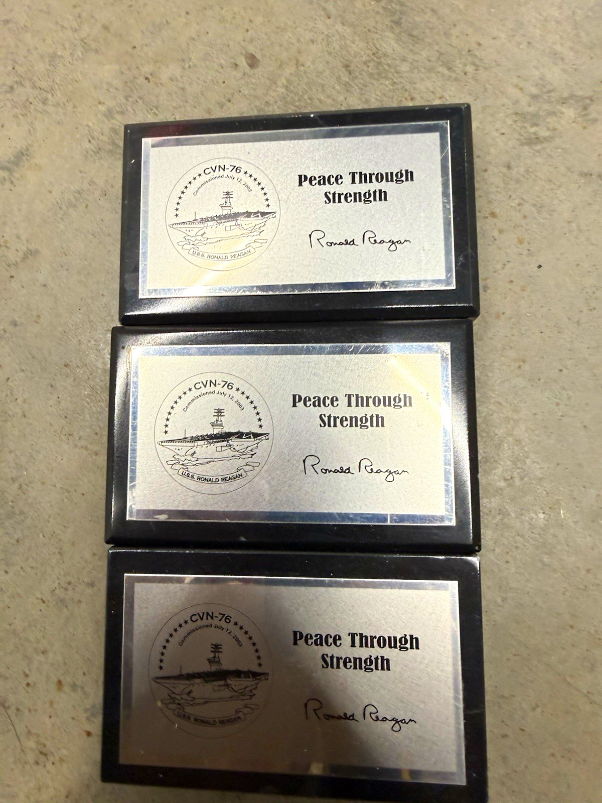 USS Ronald Reagan CVN-76 “Peace Through Strength” United States Navy Plaque