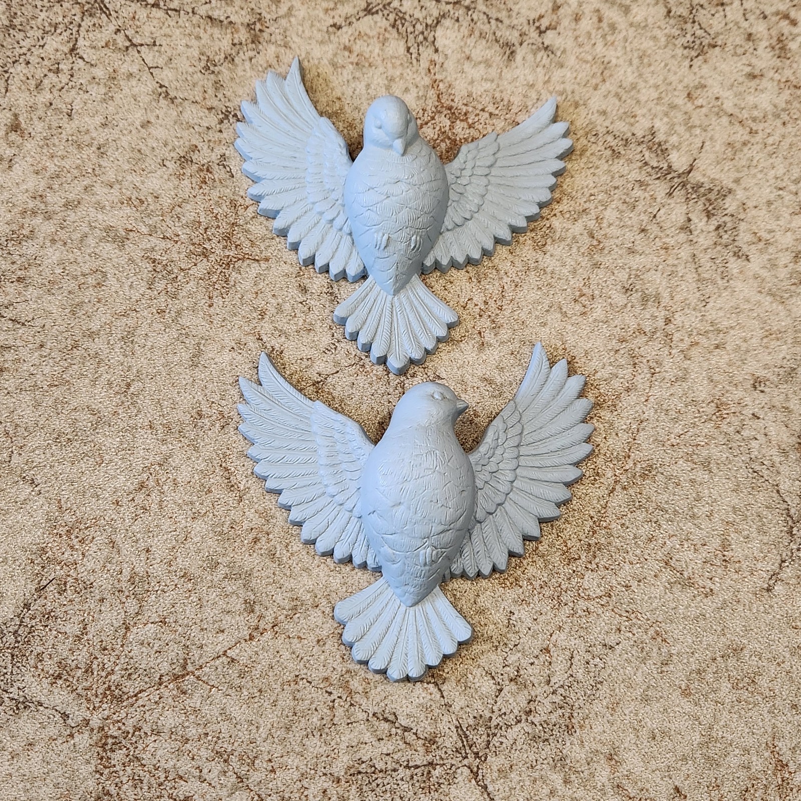 Vintage Burwood Dove Love Birds Wall Hangings Set Pale Baby Blue 2685 1 & 2
