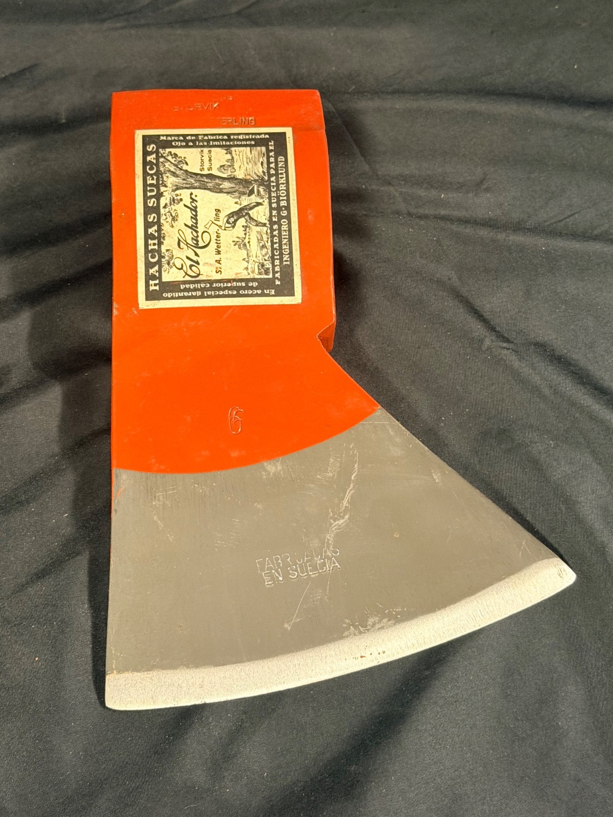NOS Wetterlings El Hachador 6lb Export Axe Head Sweden Original Label Vintage