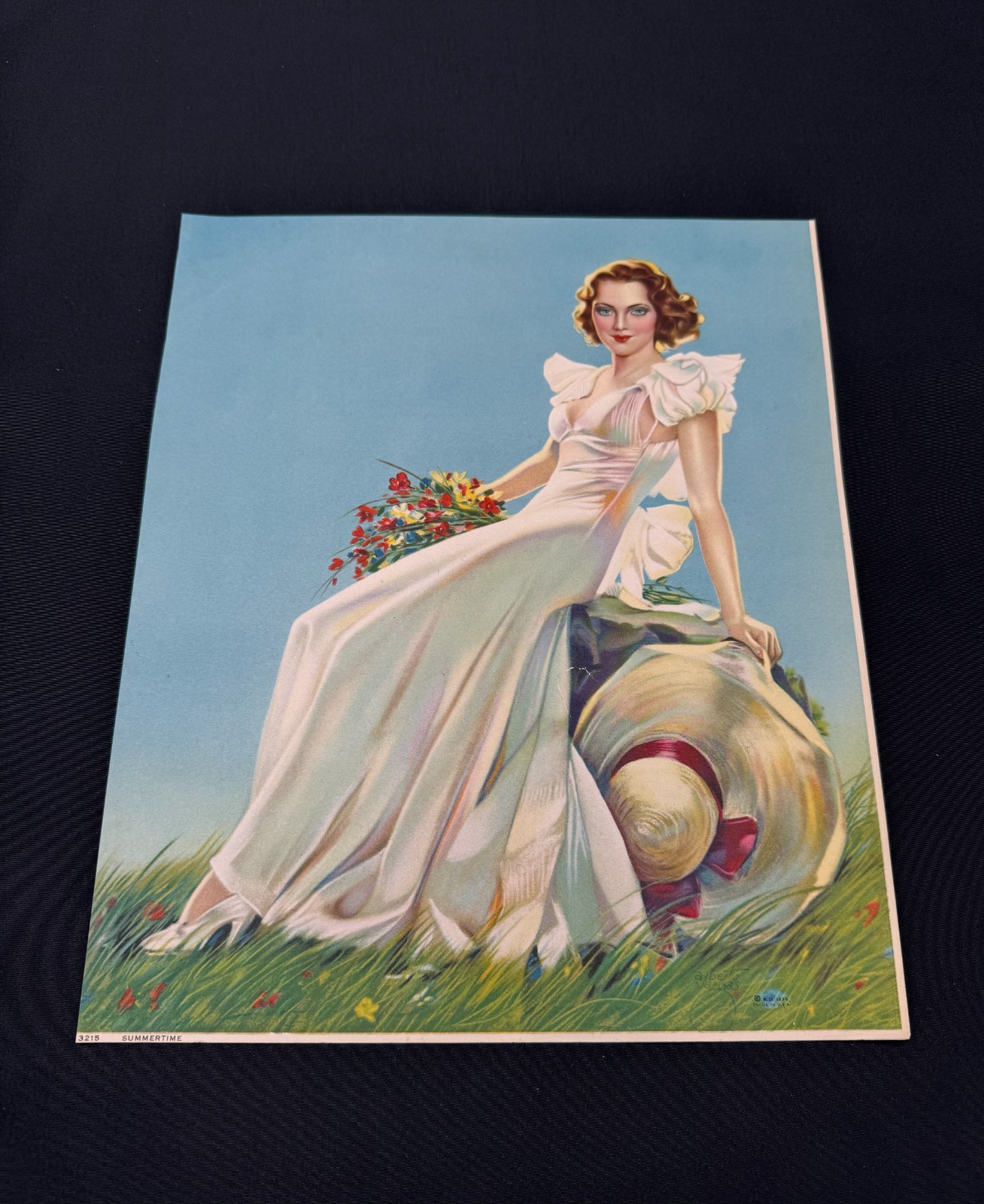Original Vintage 1935 Alberto Vargas Summertime Pin Up Calendar Print 12x10