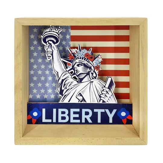 Ashland Brand Patriotic 4th of July Lady Liberty Block Sign 5.8