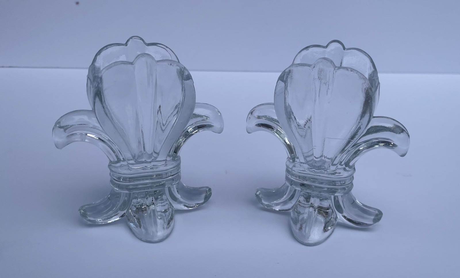 2 Antique EAPG United States Glass Co Fleur de di Lis Toothpick Holder