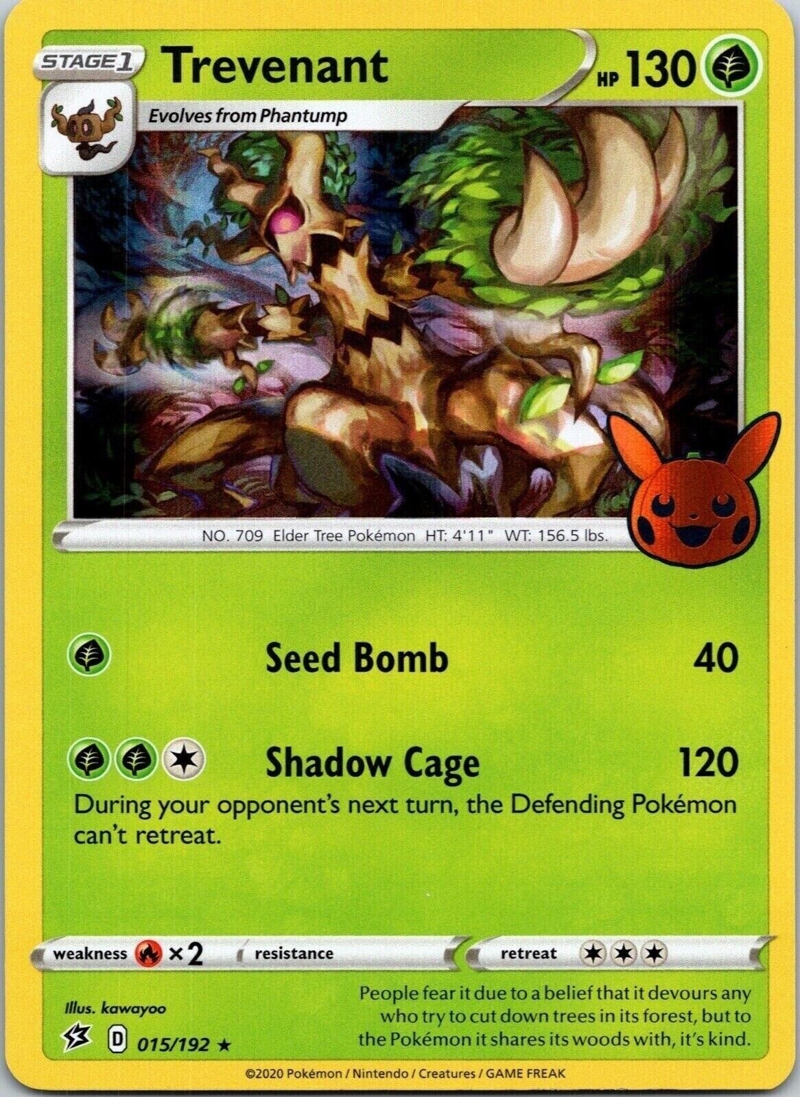 Trevenant 015/192 Regular Trick or Trade BOOster 2022 Halloween Pokemon