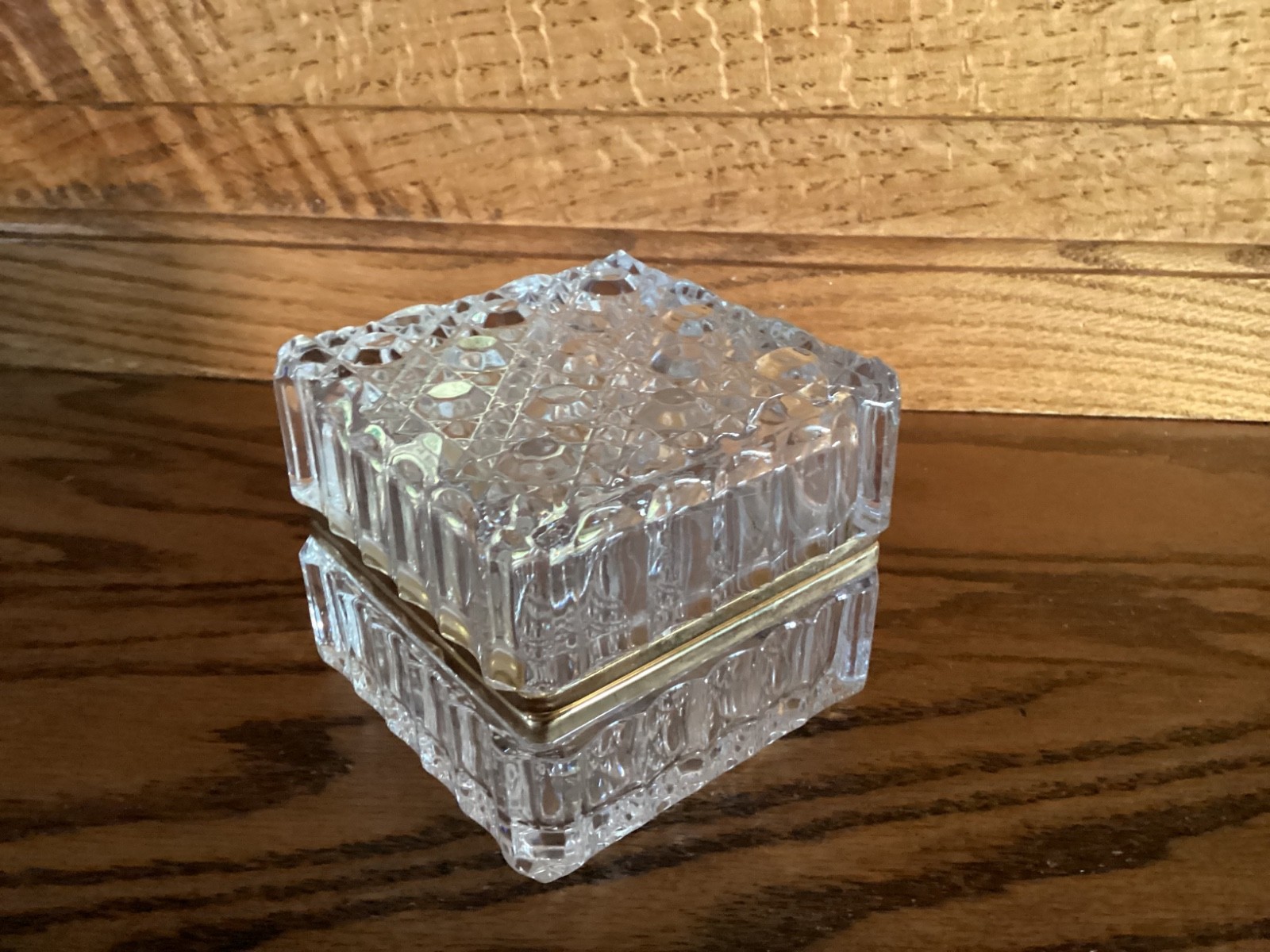 Vintage Westminster Baccarat Style Lead Crystal Glass Hinged Trinket Box