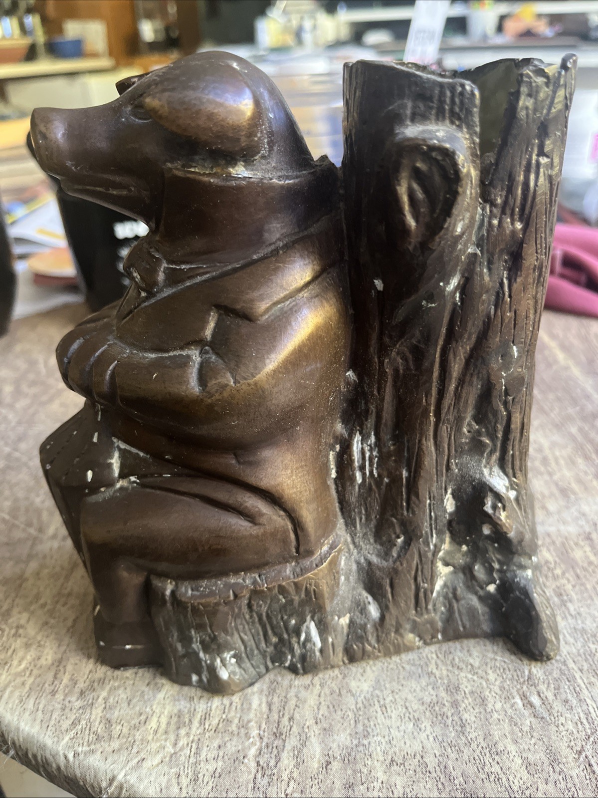 Vintage Pig  Brass Bronze Metal Statue, Rare