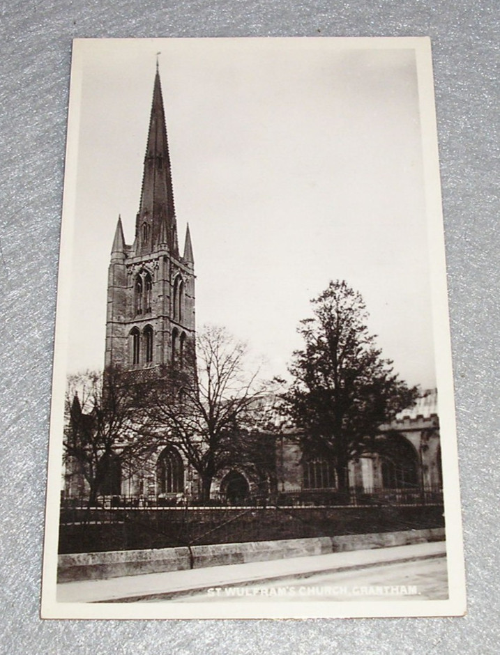 Antique Grantham England RPPC St. Wulfram's Church Real Photo Postcard Unposted