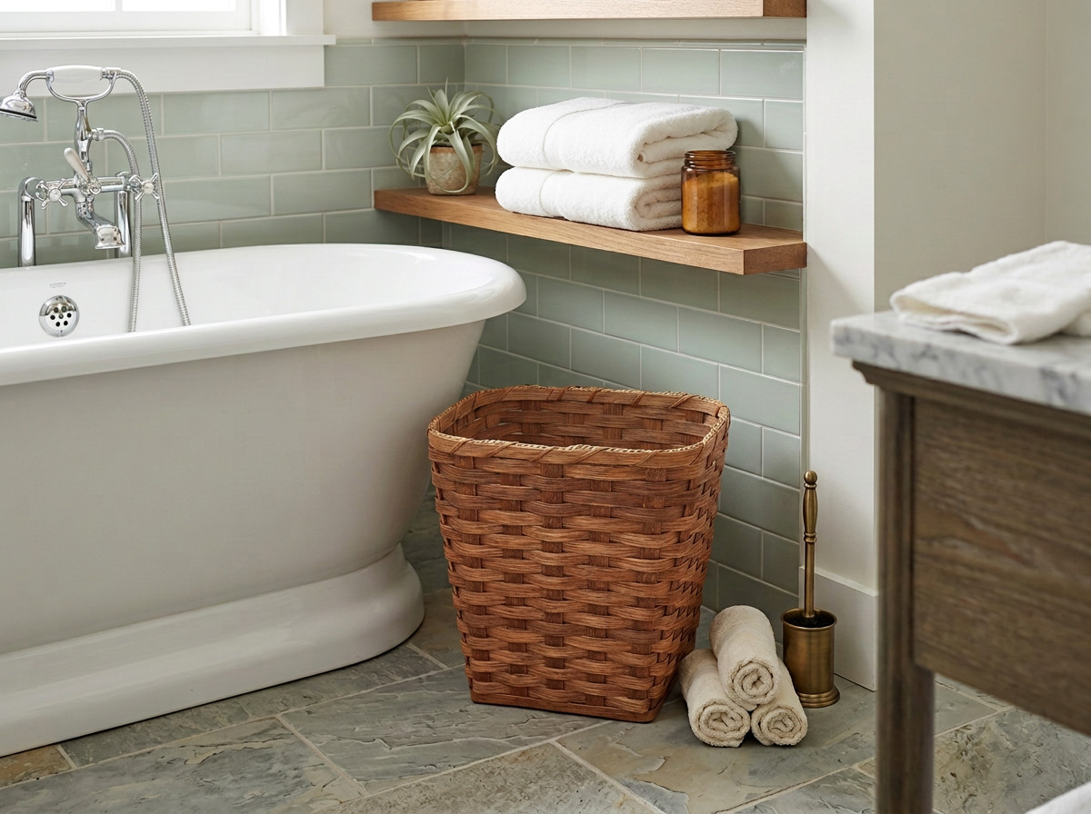 Amish Small Square Waste Basket With Solid Oak Bottom for Office or Bathroom
