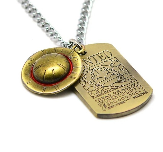 One Piece Straw Hat Luffy Luffy Wanted Necklace Chain Anime Manga Cosplay New