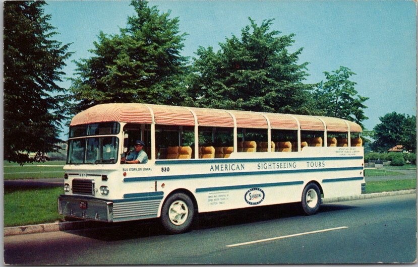 c1960s BOSTON Mass. Bus Advertising Postcard \