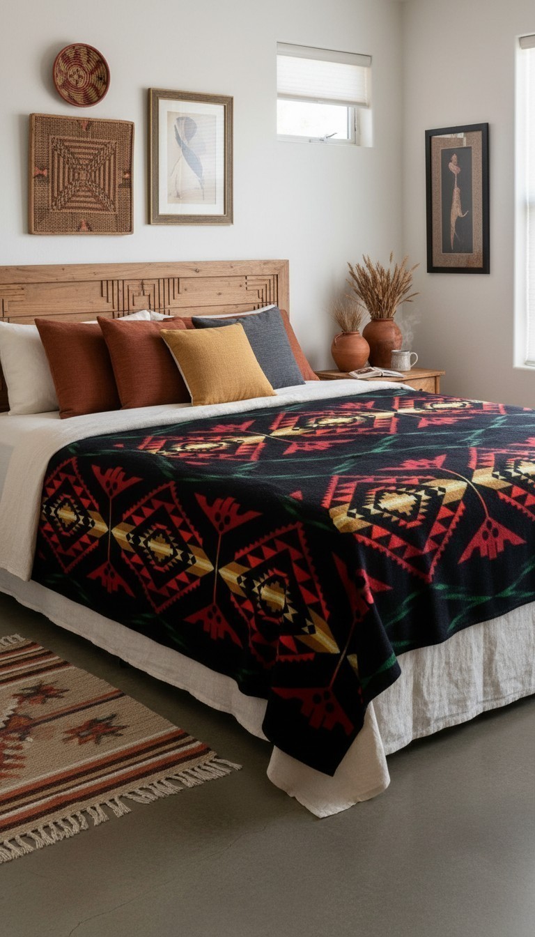 VTG Pendleton Pine Ridge Lg Wool Blanket NWOT Reversible Aztec/ Southwestern 