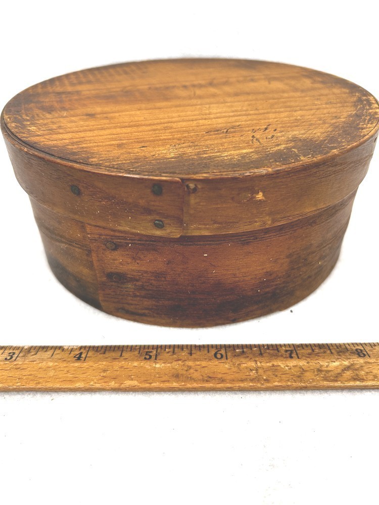 antique pantry box 6.5 x 2.75 in. tall natural finish slight damage 19th c 