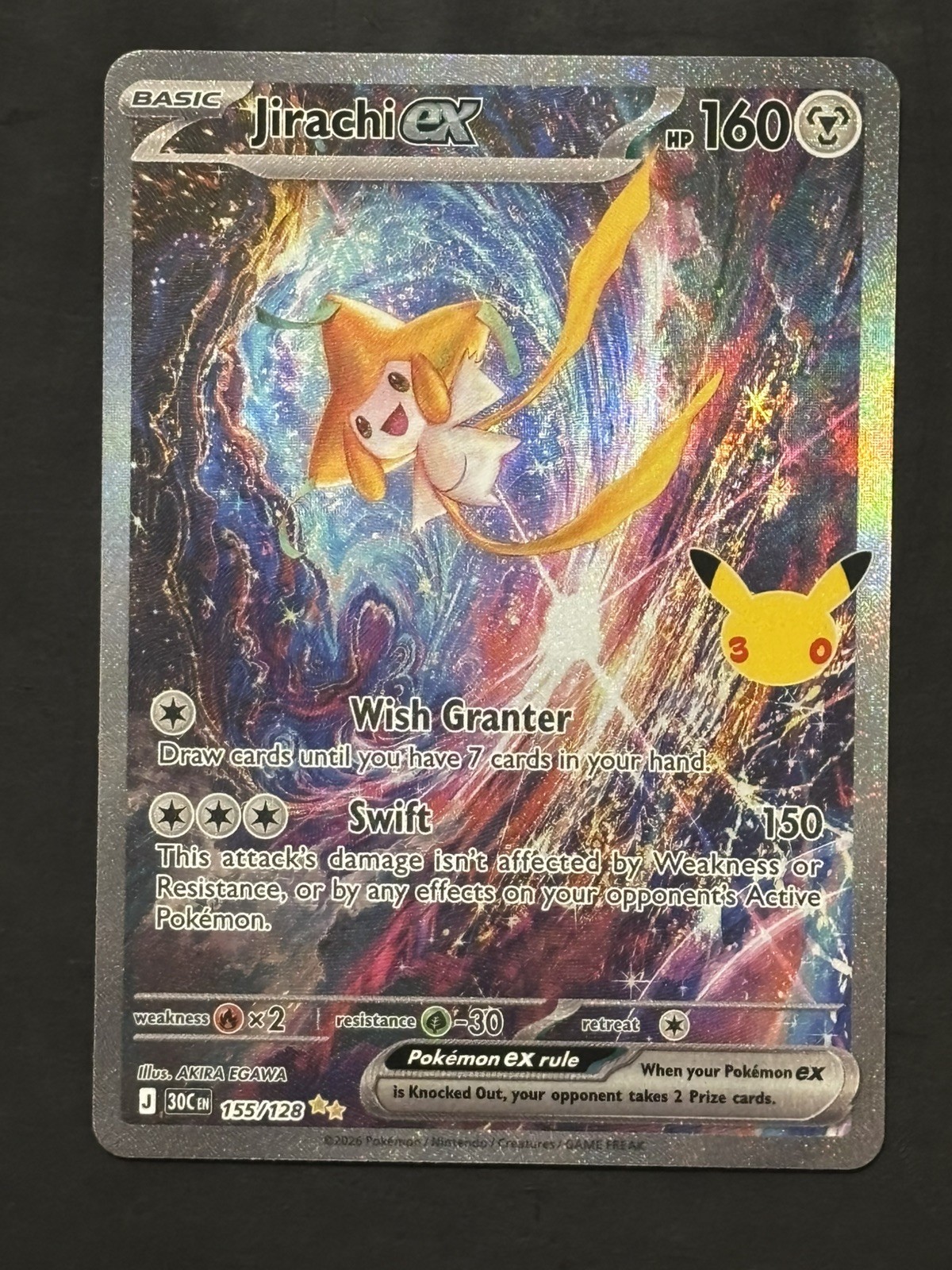 Jirachi ex 155/128 30th Celebration SIR Special Illustration Rare Pokémon TCG