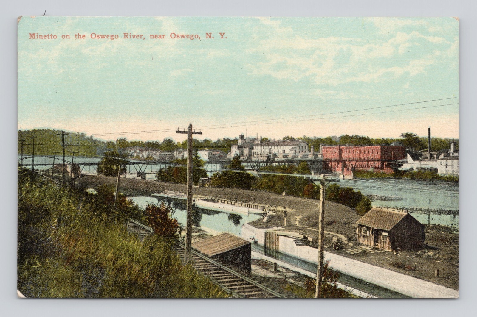 Postcard OSWEGO NY Minetto on Oswego River Unposted