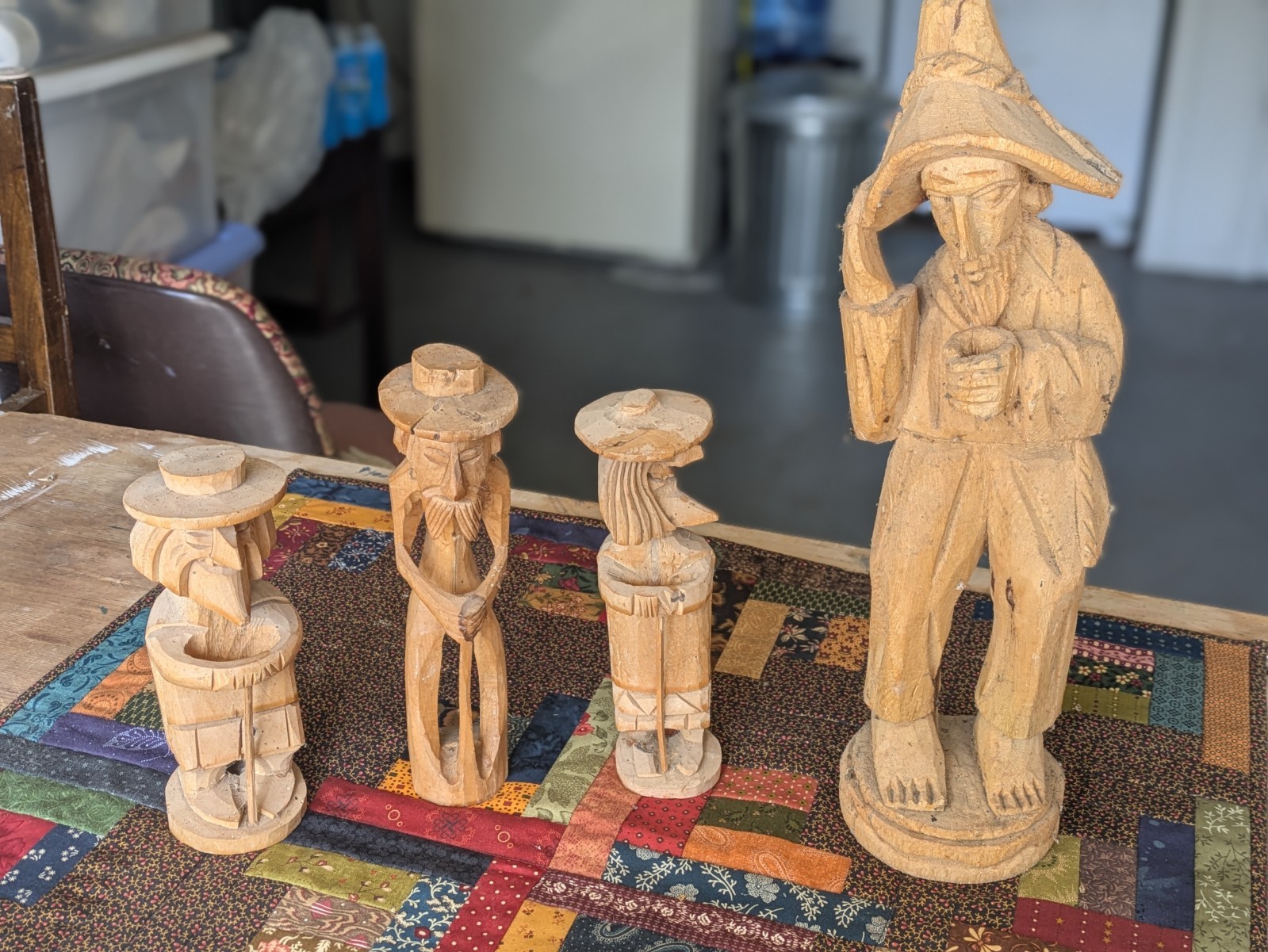 Primitive vintage hand carved wood carvings