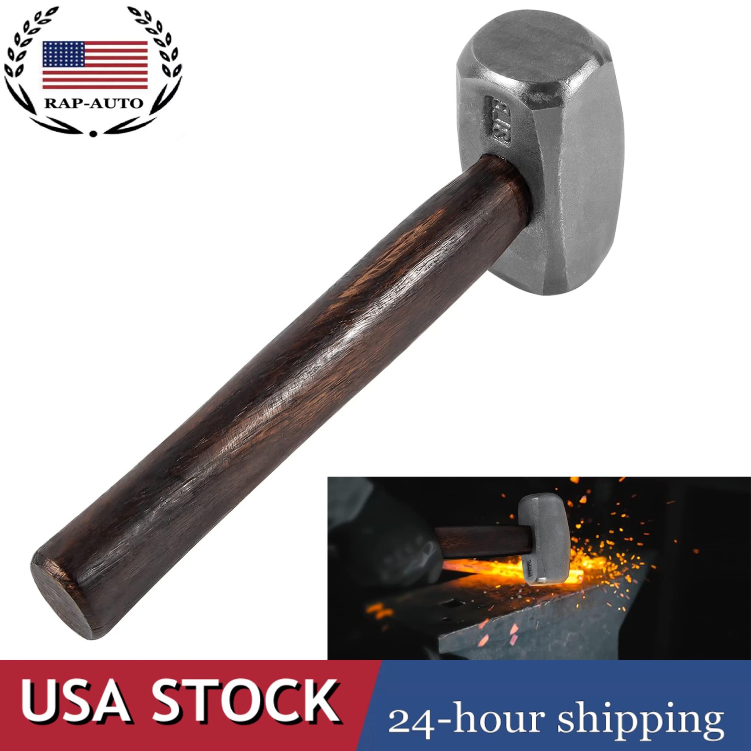 3lb Blacksmith Hammer Handmade Forge Knife Making Metal Working Forging Tool
