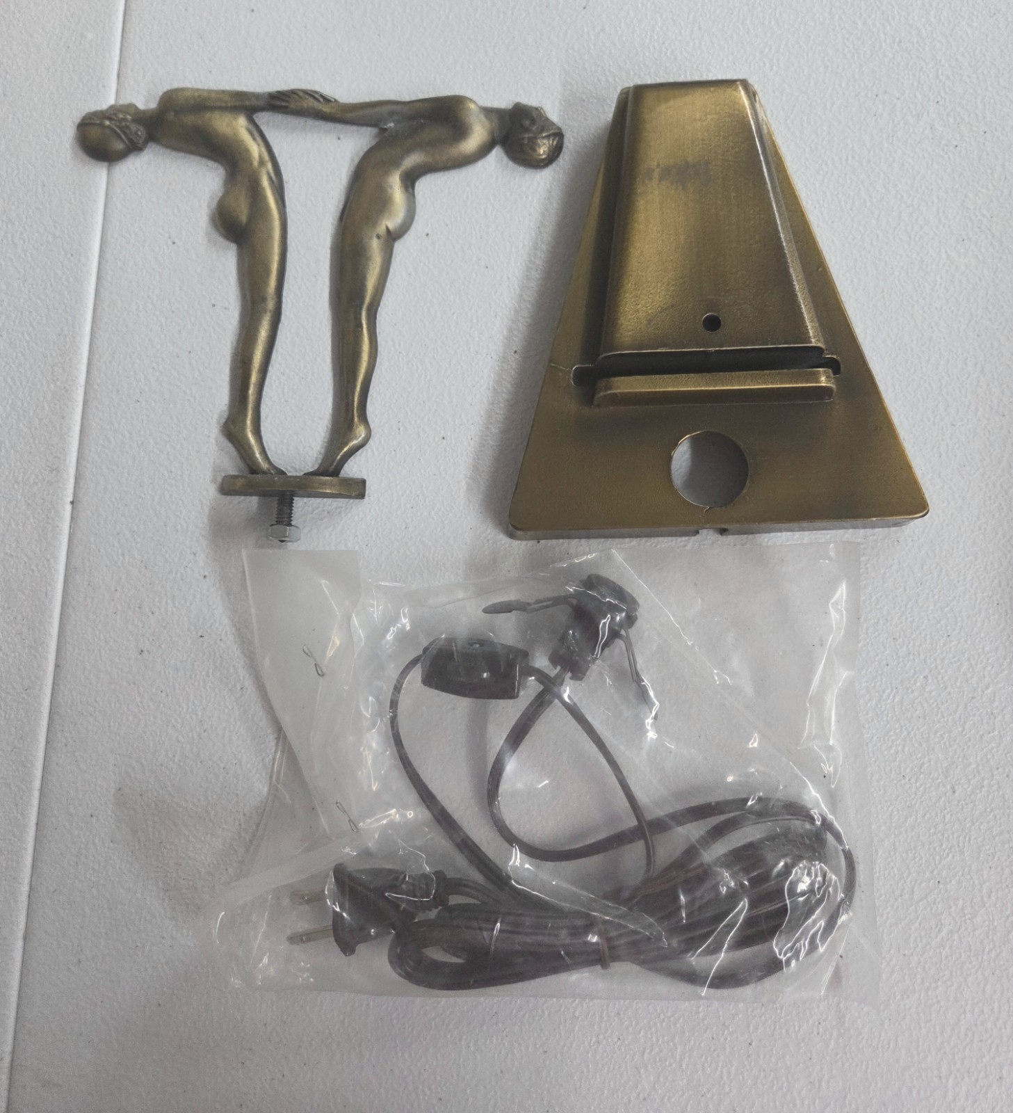  1930s Loevsky & Loevsky Art Deco Nude Dancers Lamp, needs glass