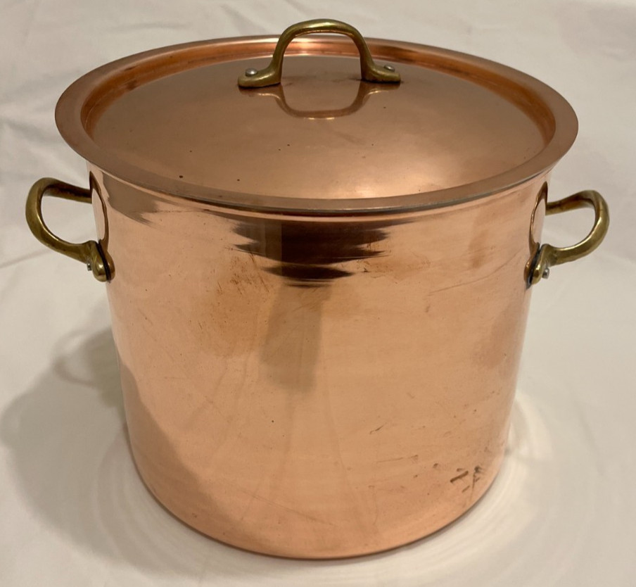 Vintage B&M Douro Copper Stock Pot Riveted brass Handles Made in Korea