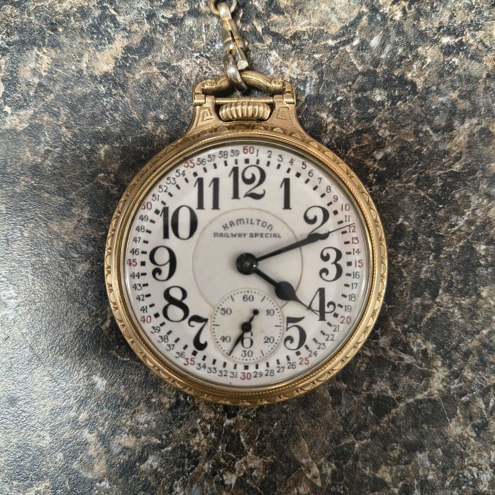 Vintage Hamilton 992B Railway Special 21J 10KT GF Case Running