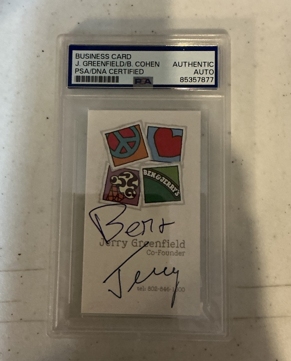 Ben & Jerry Ice Cream Autograph PSA DNA Signed  🍨 Business Card