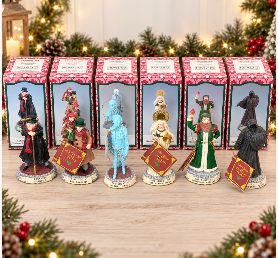 Vintage 1993 Novelino A Christmas Carol Figurines Complete Set 6 w/ Boxes