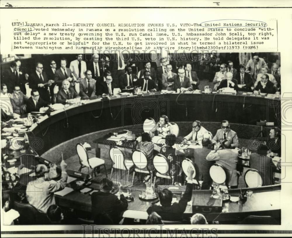 1973 Press Photo U.N. Security Council Vetos Panama Canal Resolution - now57584