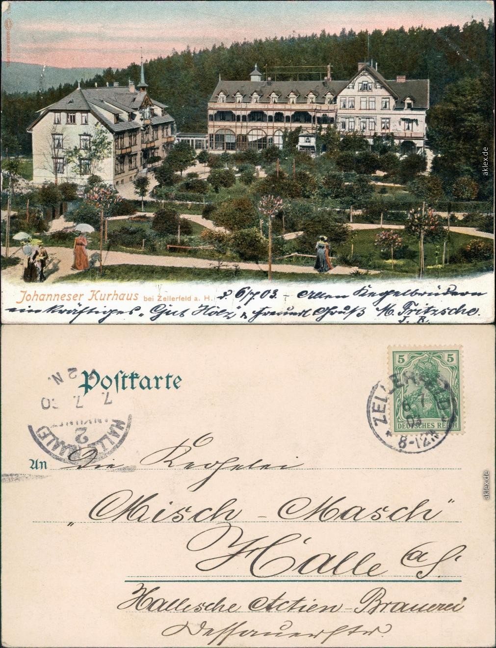 Postcard Clausthal-Zellerfeld Johanneser Kurhaus 1903