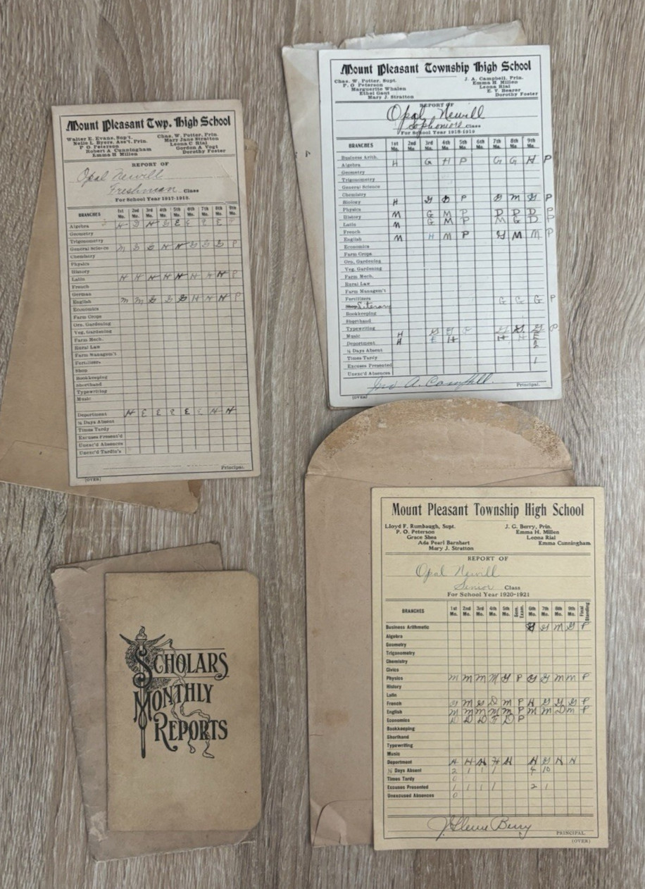 Lot of School Report Cards 1910s 1920s Mount Pleasant Township PA Pennsylvania