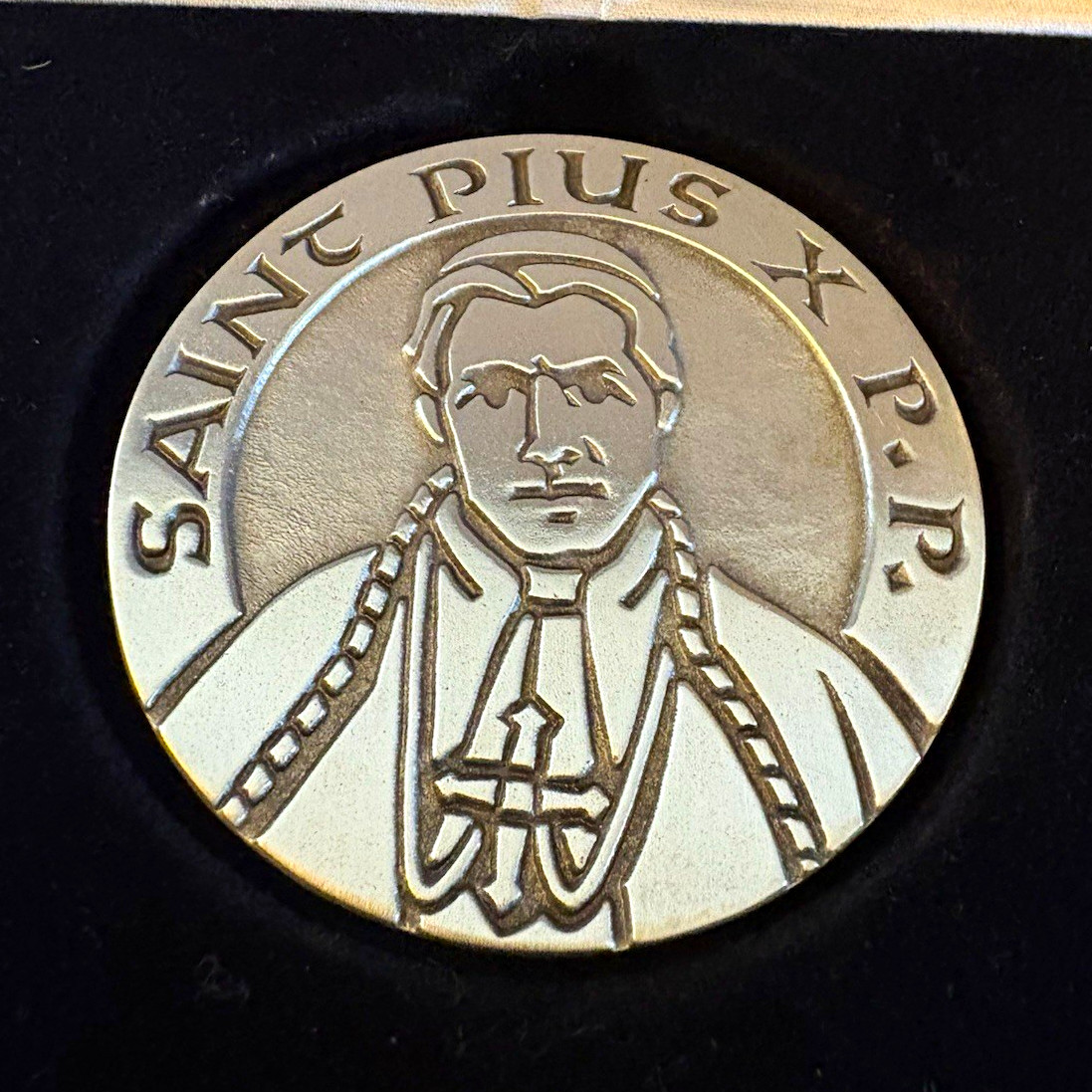 Vintage 1954 St. Pius X 70mm CCD Canonization Medal in Presentation Case Scarce
