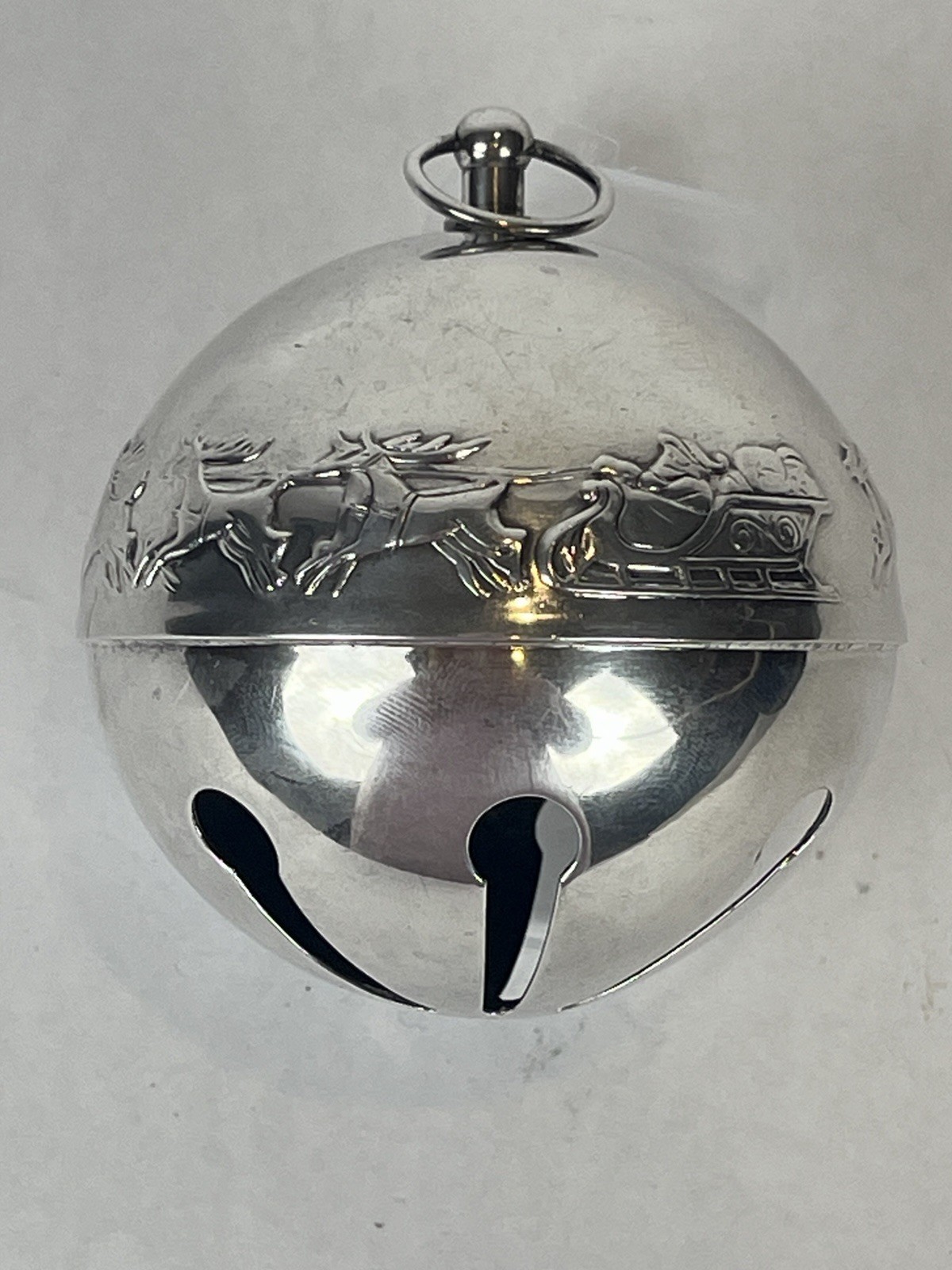 Wallace Silversmiths 1972 Christmas Silver Bell Sleigh Ornament